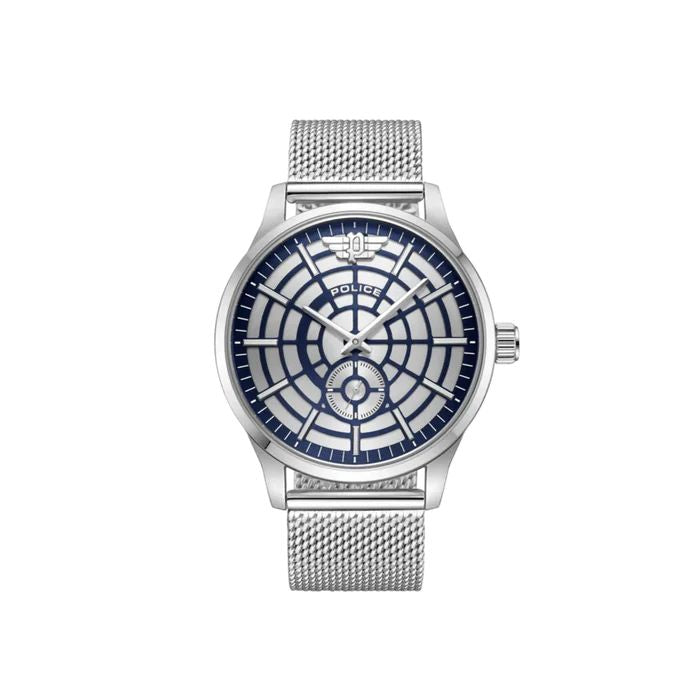 Police PEWJG0005204 watch for man with a grey dial and stainless steel strap.