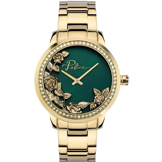 Police PEWLG2202203 watch for women with a green dial and stainless steel strap.