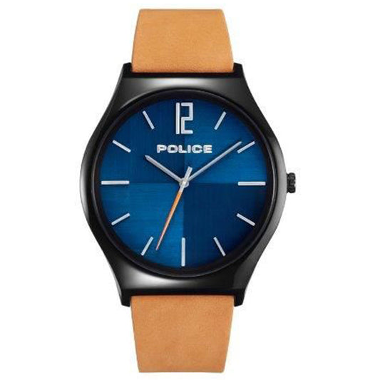 Police PL.15918JSB-03 watch for man with a blue dial and leather strap.