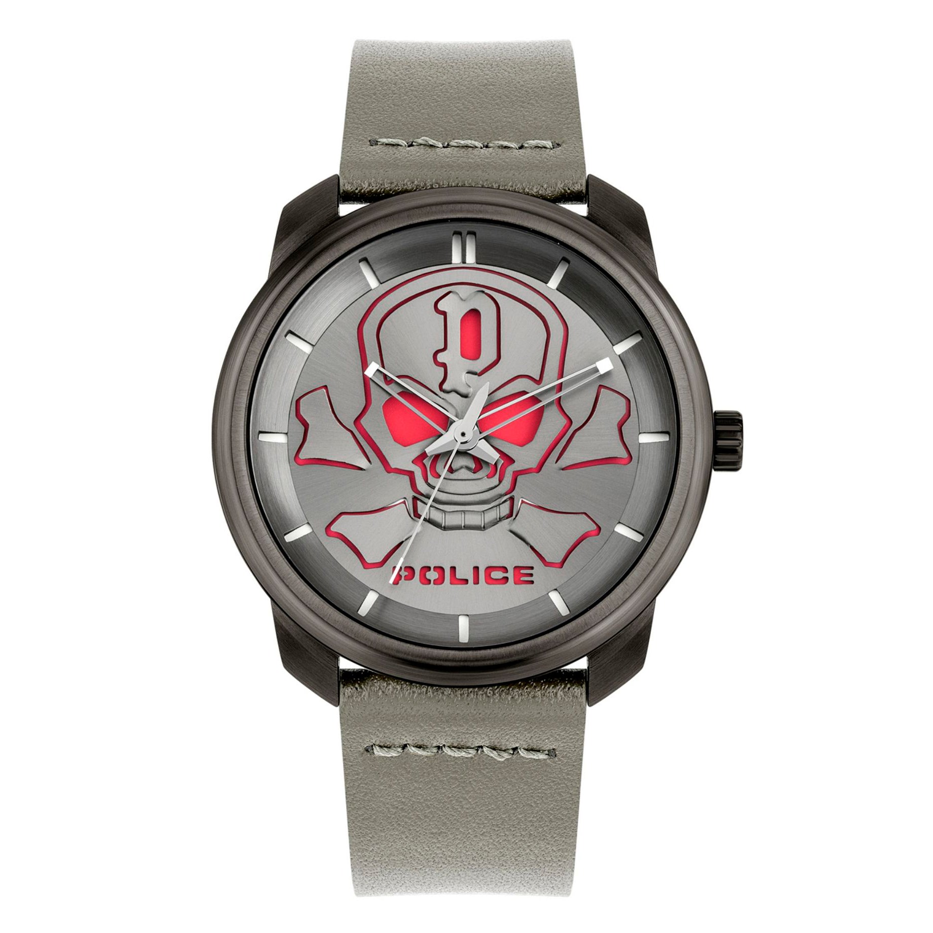 Police PL15714JSU-61 watch for man with a grey dial and leather strap.