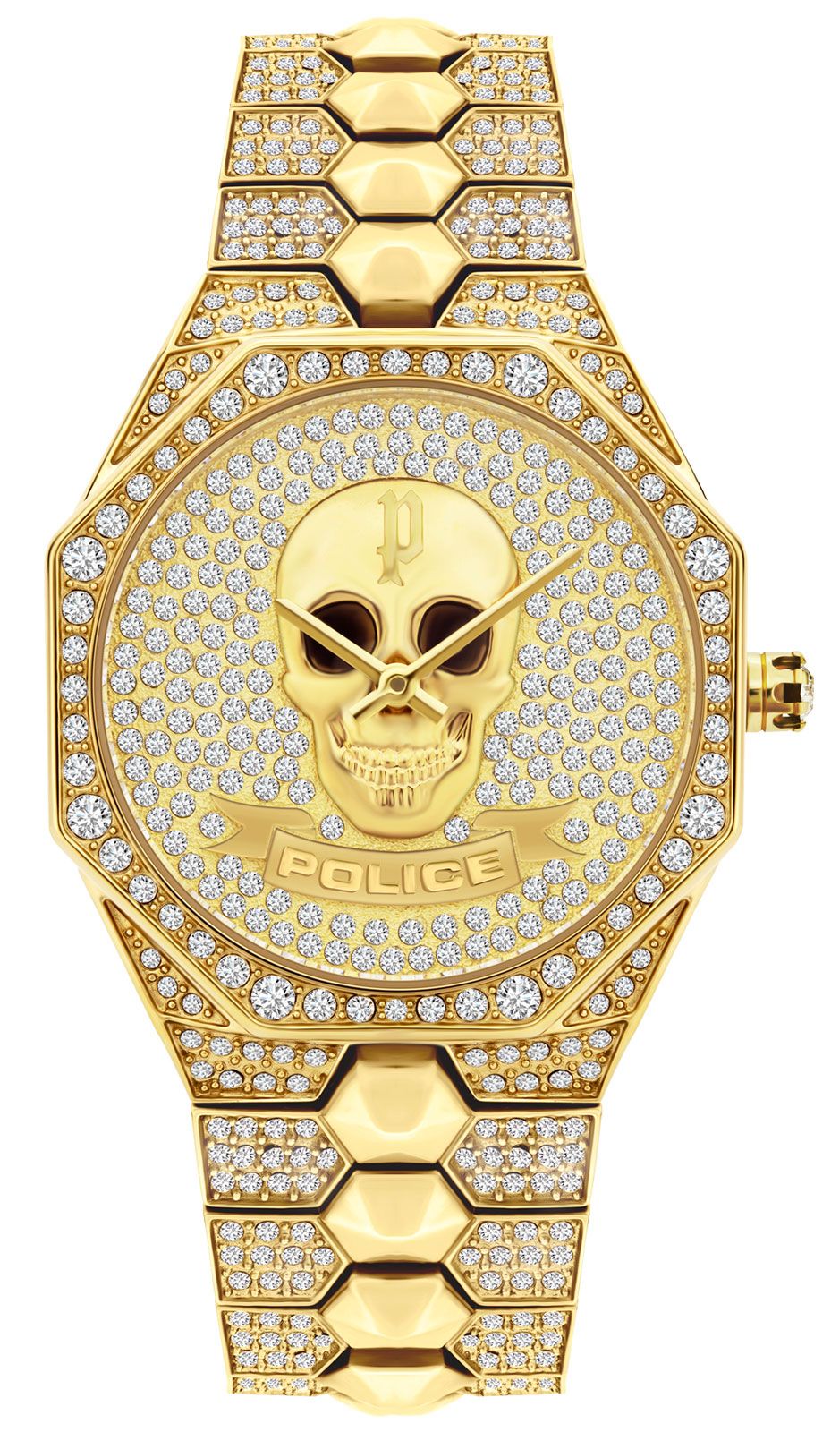 Police PL16027BSG.22M watch for women with a golden dial and stainless steel strap.