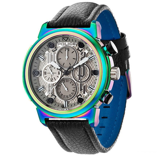 Police R1451235003 watch for man with a grey dial and fur strap.