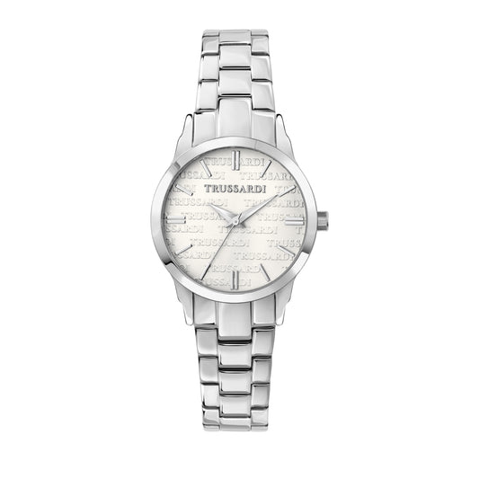 Trussardi R2453141509 watch for women with a white dial and stainless steel strap.