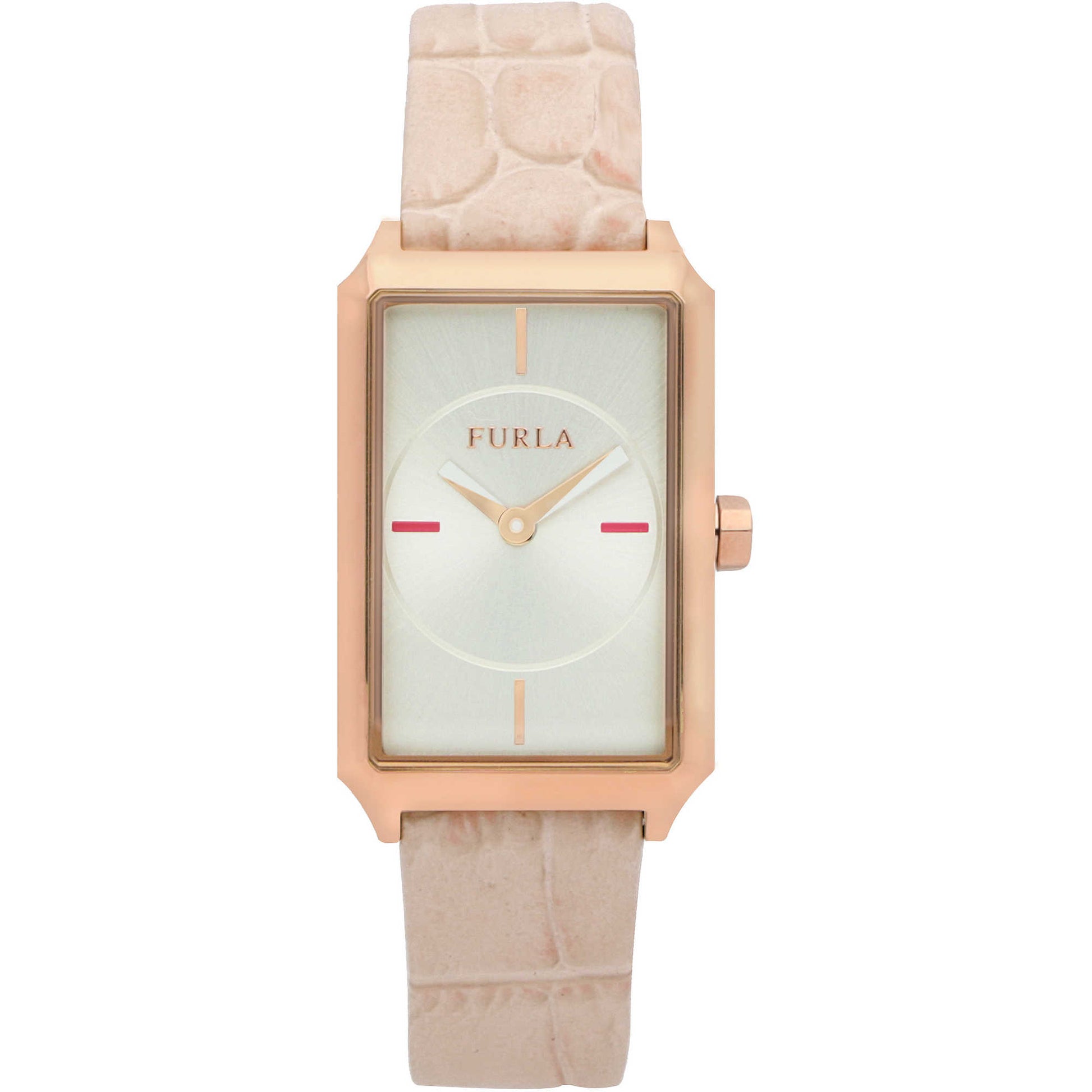 Furla R4251104501 watch for woman with a silver dial and leather strap.