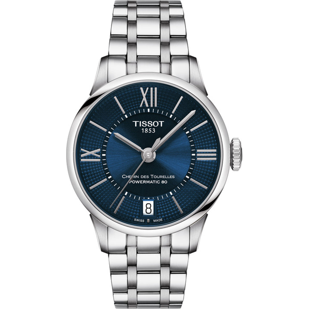 Tissot T0992071104800 watch for woman with a blue dial and stainless steel strap.