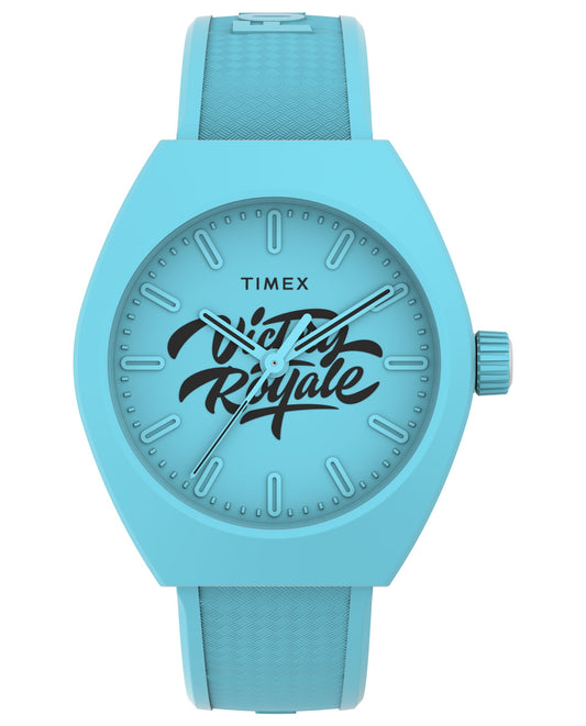 Timex TW2W96900 watch for man with a blue dial and rubber strap.