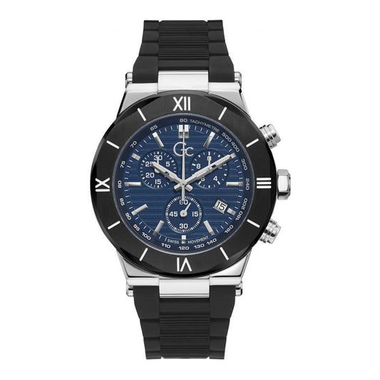 Gc Y69002G7MF watch for man with a blue dial and silicone strap.