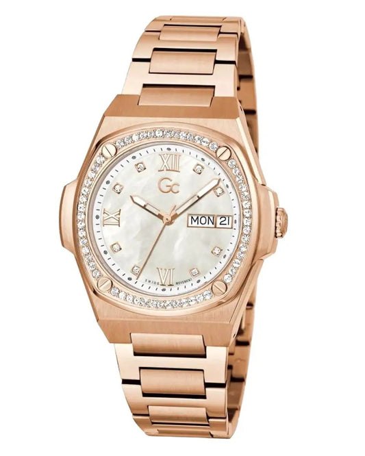 Gc Y98002L1MF watch for women with a grey dial and stainless steel strap.