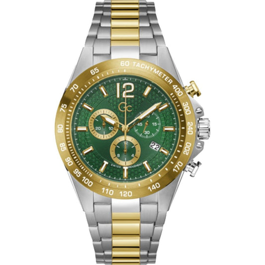 Gc Z07008G9MF watch for women with a green dial and stainless steel strap.