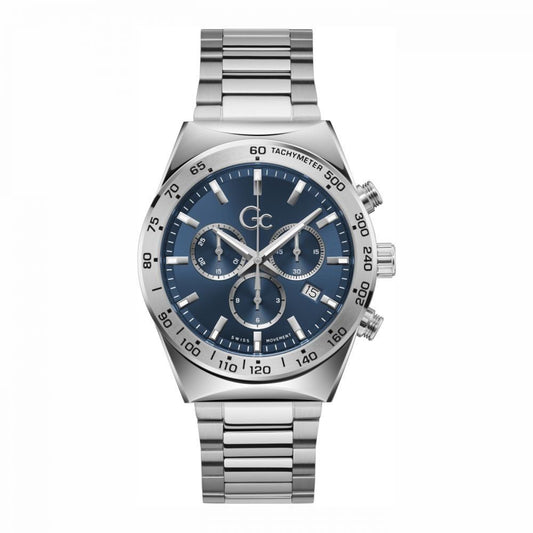 Gc Z17002G7MF watch for man with a blue dial and stainless steel strap.