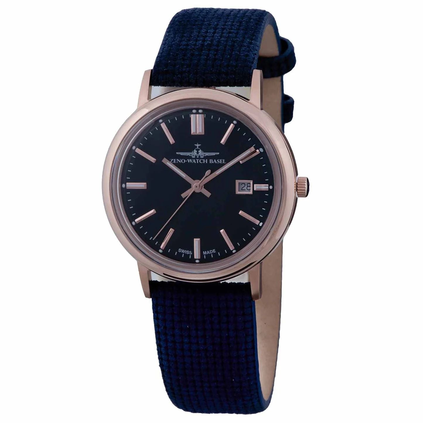 Zeno ZE5177-3 watch for man with a blue dial and leather strap.